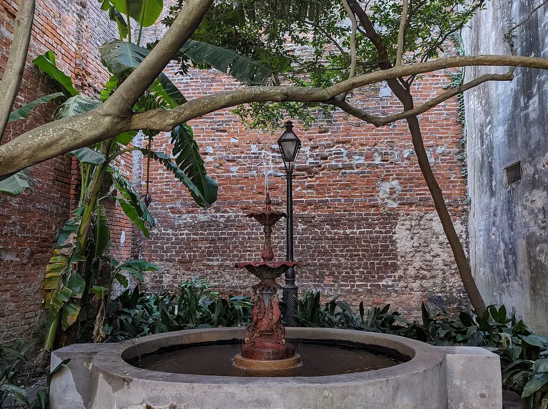 Courtyard fountain at the New Orleans Pharmacy Museum in the French Quarter